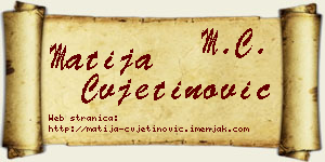 Matija Cvjetinović vizit kartica